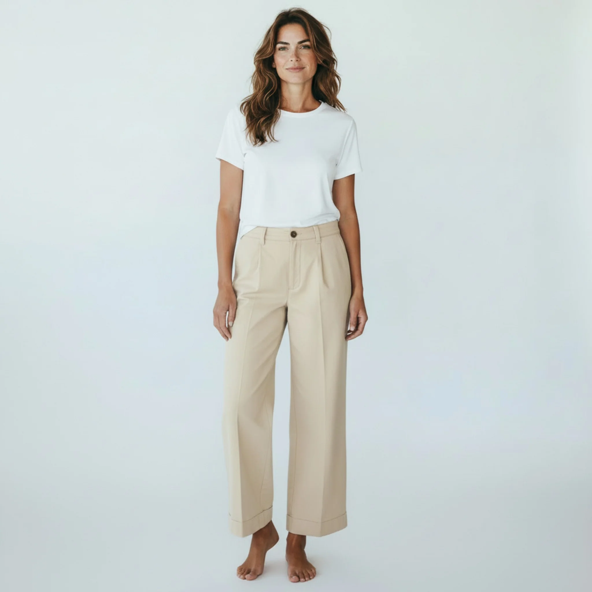 beige jeansbroek