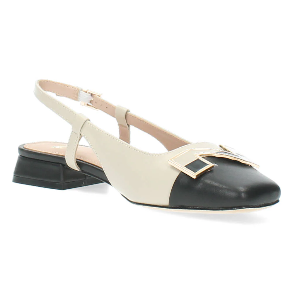 Beige/Zwarte slingbacks - Image 4